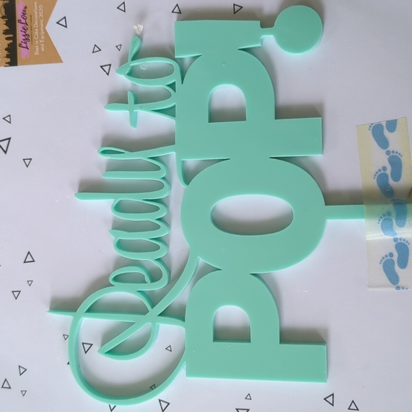 LissieLou Ready to Pop Baby Shower Cake Topper Premium 3mm Acrylic Mint Green - Picture 1 of 4
